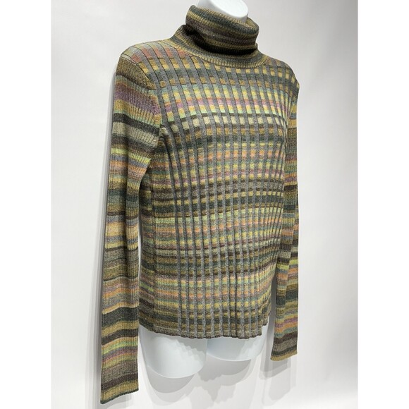 Moth Anthropologie Striped Fawcett Wool Blend Turtleneck Sweater Women’s Size M - Picture 5 of 9